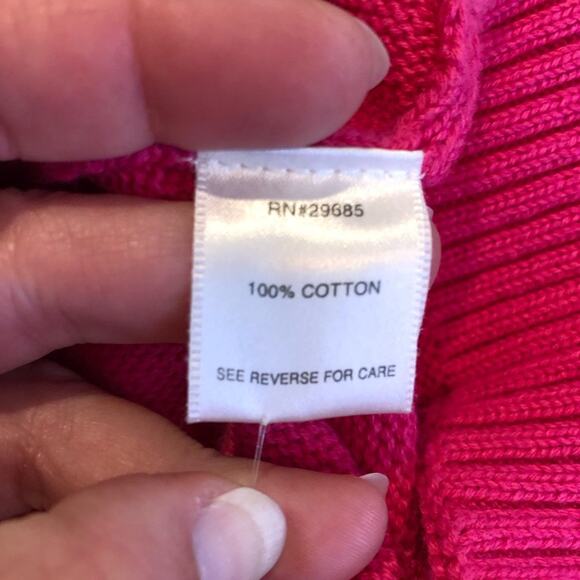 Pendleton bright pink cotton v neck button front cardigan size Large - Picture 10 of 16